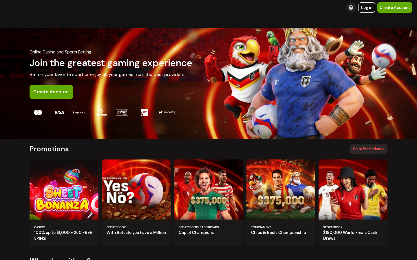 Betsafe desktop homepage, screenshot taken 2026-07-11