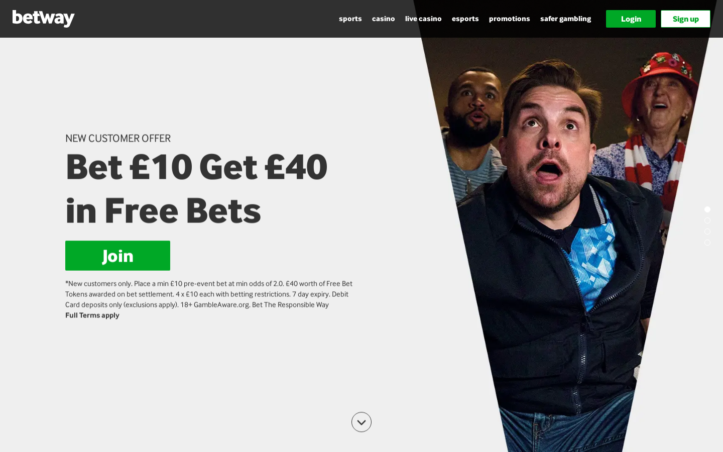Betway desktop homepage, screenshot taken 2026-07-11